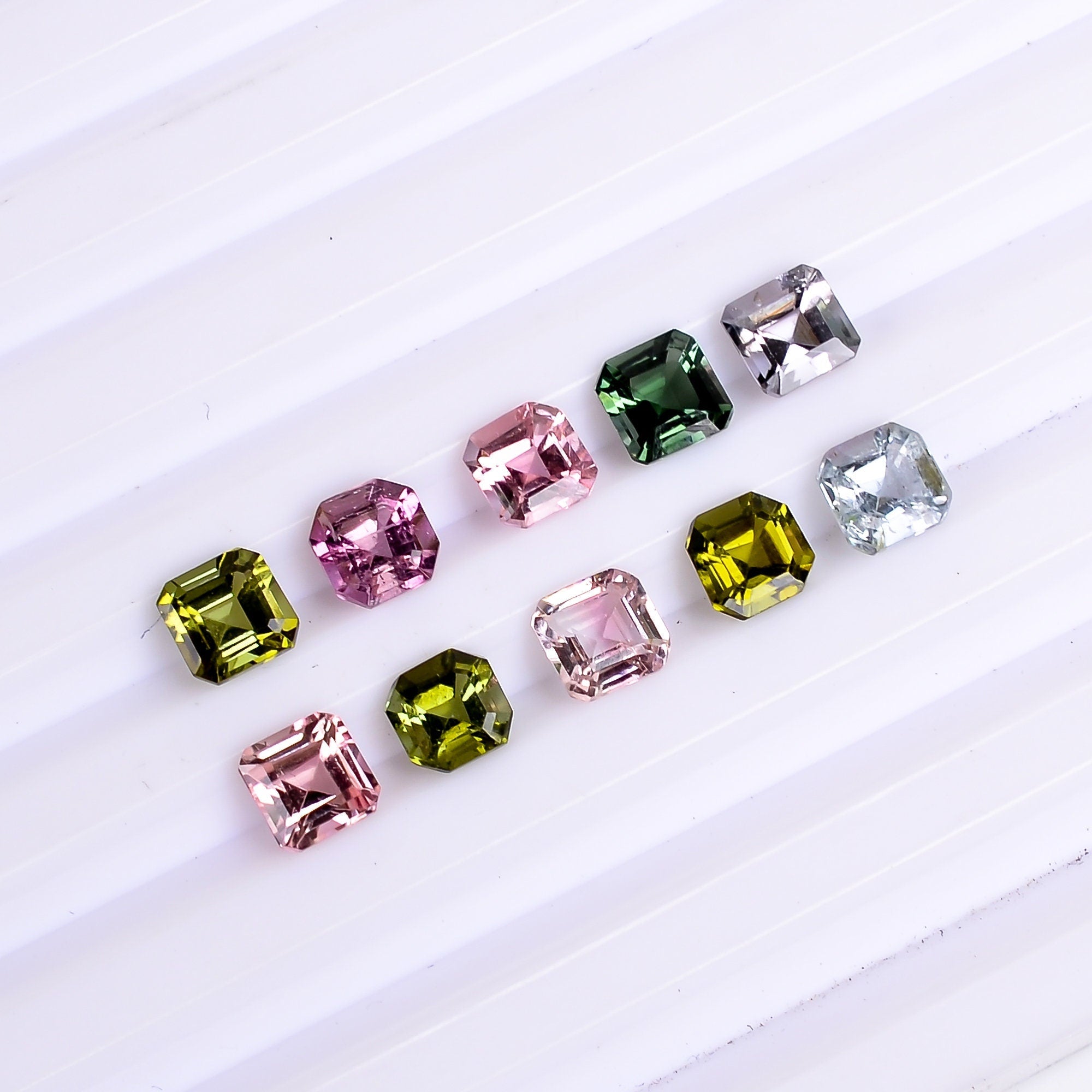 multi tourmaline cushion shape cut stone loose gemstone 10 pcs